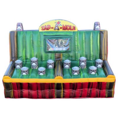 Colorful inflatable Zap-A-Mole carnival game with cartoon moles